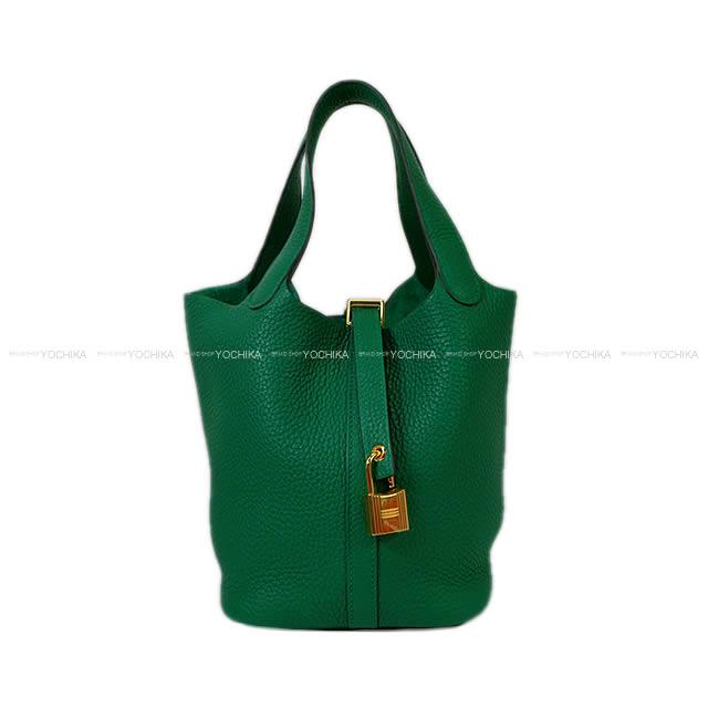 HERMES Handbag Picotin Lock 18 PM Vert Vertigo Taurillon Clemence Gold HW Stamp K[BRAND NEW][Authentic]