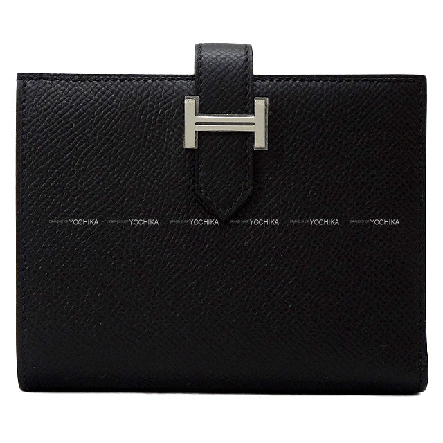 HERMES Bi-fold wallet Bearn Compact Noir (Black) Veau Epsom Silver HW Stamp K[BRAND NEW][Authentic]