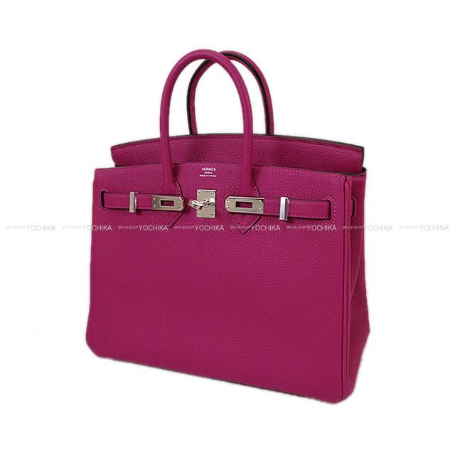 HERMES Handbag Birkin25 Rose Purple Veau Togo Silver HW Stamp C[EXCELLENT][Authentic]