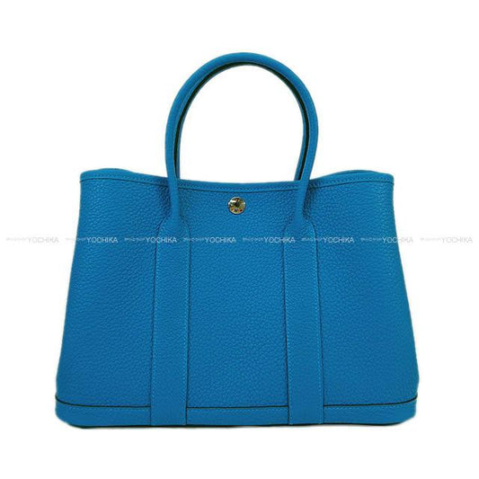 HERMES tote bag Garden Party 30 TPM All Leather Bleu Zanzibar Veau Negonda Silver HW Stamp X[EXCELLENT][Authentic]