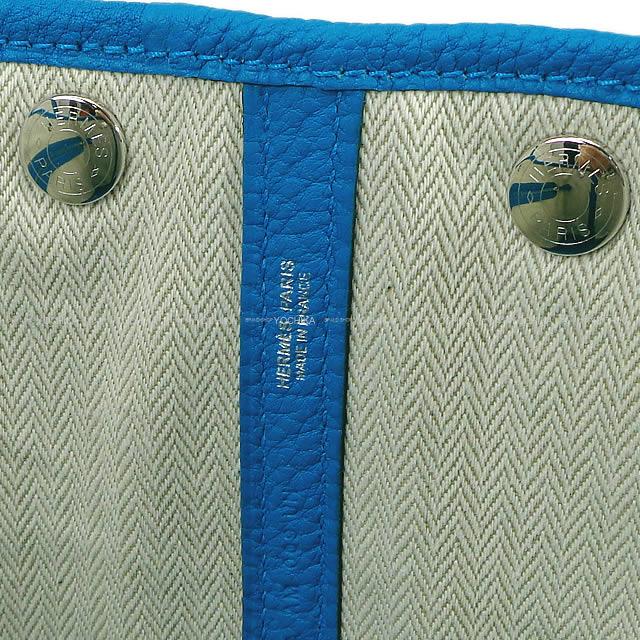 HERMES tote bag Garden Party 30 TPM All Leather Bleu Zanzibar Veau Negonda Silver HW Stamp X[EXCELLENT][Authentic]