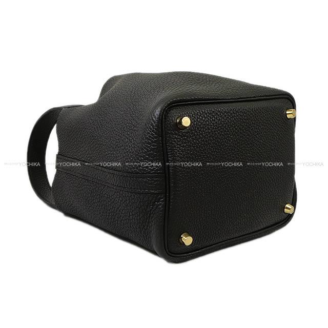 HERMES Handbag Picotin Lock 18 PM Noir (Black) Taurillon Clemence Gold HW Stamp G[EXCELLENT][Authentic]