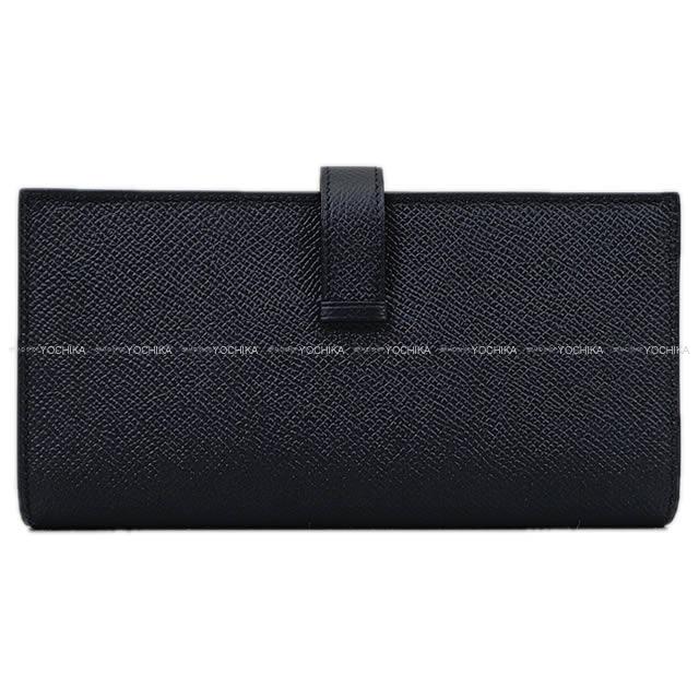 HERMES long wallet Bearn Soufflet Verso Blue Indigo/Rose Purple Veau Epsom Silver HW Stamp C[EXCELLENT][Authentic]