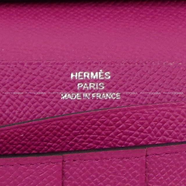 HERMES long wallet Bearn Soufflet Verso Blue Indigo/Rose Purple Veau Epsom Silver HW Stamp A[EXCELLENT][Authentic]