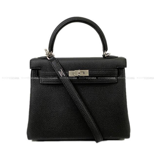 HERMES Shoulder bag Kelly25 Retourne  Noir (Black) Veau Togo Silver HW Stamp W[BRAND NEW][Authentic]