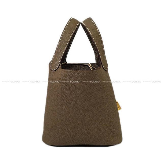 HERMES Handbag Picotin Lock 18 PM Etoupe Taurillon Leather Gold HW Stamp W[BRAND NEW][Authentic]