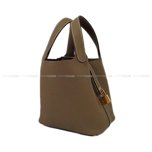 HERMES Handbag Picotin Lock 18 PM Etoupe Taurillon Leather Gold HW Stamp W[BRAND NEW][Authentic]