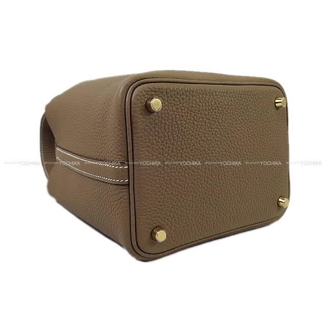 HERMES Handbag Picotin Lock 18 PM Etoupe Taurillon Leather Gold HW Stamp K[BRAND NEW][Authentic]