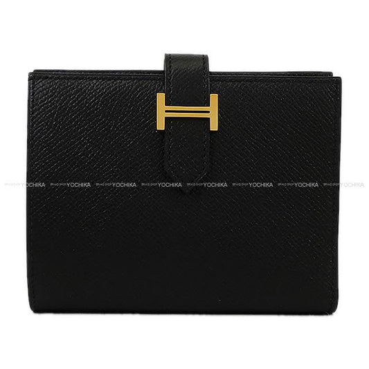 HERMES Bi-fold wallet Bearn Compact Noir (Black) Veau Epsom Gold HW Stamp W[BRAND NEW][Authentic]