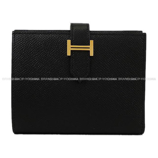 HERMES Bi-fold wallet Bearn Compact Noir (Black) Veau Epsom Gold HW Stamp K[BRAND NEW][Authentic]