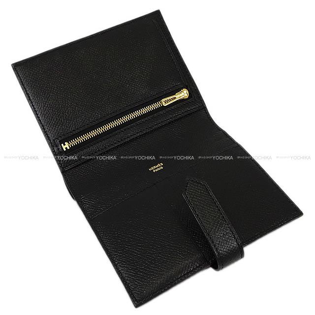 HERMES Bi-fold wallet Bearn Compact Noir (Black) Veau Epsom Gold HW Stamp W[BRAND NEW][Authentic]