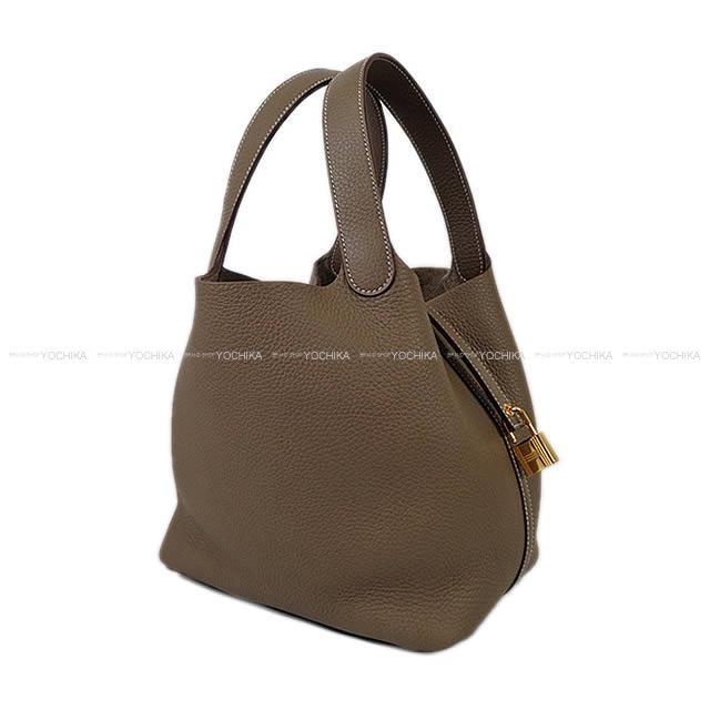 HERMES Handbag Picotin Lock 22 MM Etoupe Taurillon Clemence Gold HW Stamp K[BRAND NEW][Authentic]