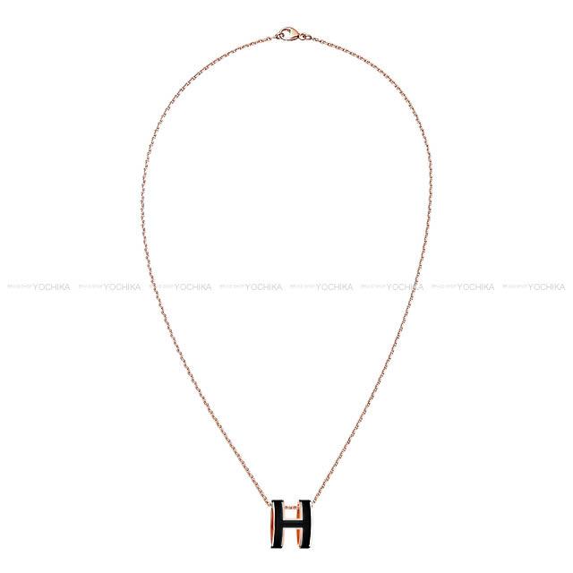 HERMES necklace Pop H Noir (Black) Rose Gold Plated/lacquer[BRAND NEW][Authentic]