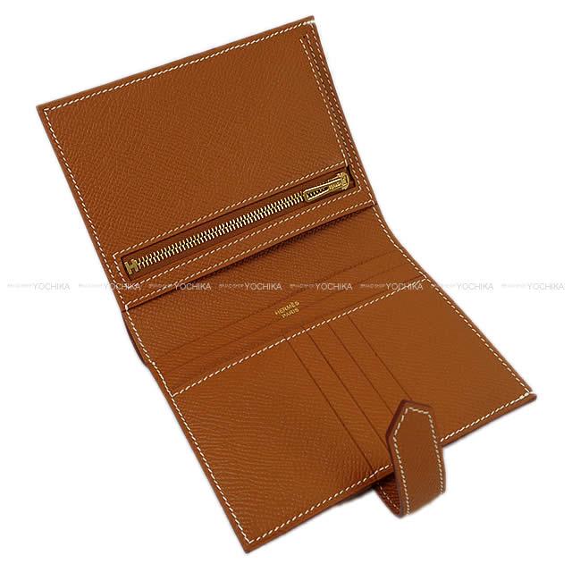 HERMES Bi-fold wallet Bearn Compact Gold Veau Epsom Gold HW Stamp W[BRAND NEW][Authentic]