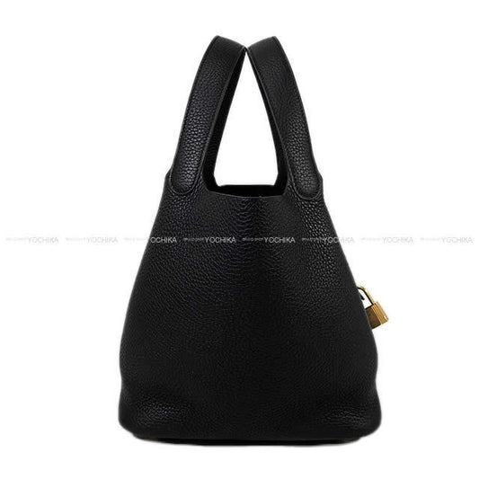 HERMES Handbag Picotin Lock 22 MM Noir (Black) Taurillon Clemence Gold HW Stamp K[BRAND NEW][Authentic]