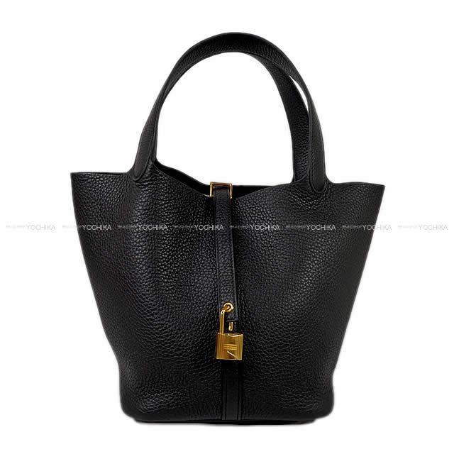 HERMES Handbag Picotin Lock 22 MM Noir (Black) Taurillon Clemence Gold HW Stamp K[BRAND NEW][Authentic]