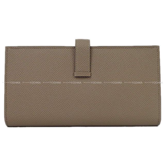 HERMES long wallet Bearn Soufflet Gris Asphalte Veau Epsom Rose Gold HW Stamp C[EXCELLENT][Authentic]