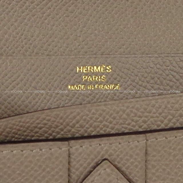 HERMES long wallet Bearn Soufflet Gris Asphalte Veau Epsom Rose Gold HW Stamp C[EXCELLENT][Authentic]