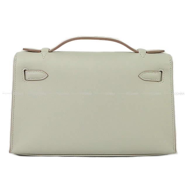 HERMES Handbag Pochette Kelly Gris Perle Veau Swift Silver HW Stamp K[BRAND NEW][Authentic]