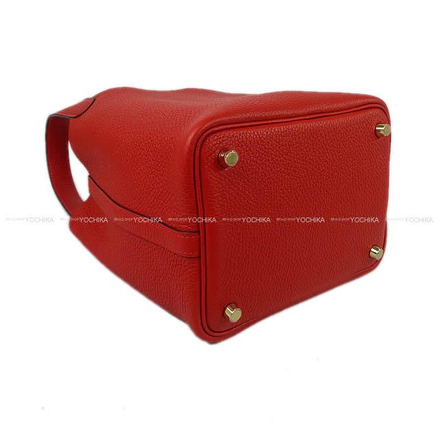 HERMES Handbag Picotin Lock 18 PM Rouge Casaque Taurillon Clemence Gold HW Stamp W[EXCELLENT][Authentic]