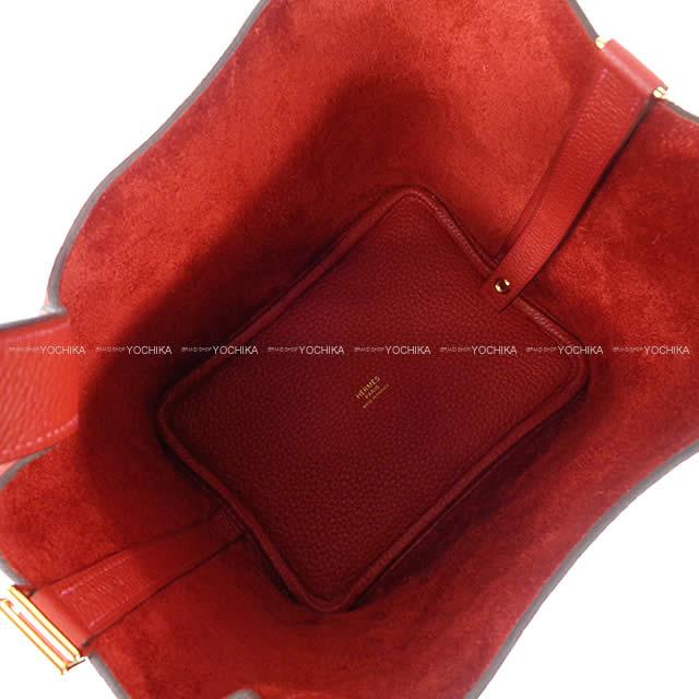 HERMES Handbag Picotin Lock 18 PM Rouge Casaque Taurillon Clemence Gold HW Stamp W[EXCELLENT][Authentic]