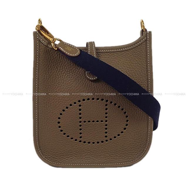 HERMES Shoulder bag Evelyne 16 TPM Amazone Etoupe/Blue Indigo Taurillon Clemence Gold HW Stamp W[BRAND NEW][Authentic]