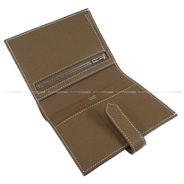 HERMES Bi-fold wallet Bearn Compact Etoupe Veau Epsom Silver HW Stamp B[BRAND NEW][Authentic]