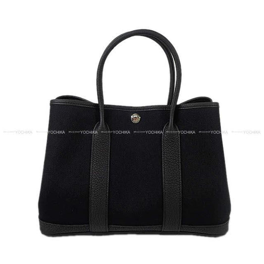 HERMES tote bag Garden Party 30 TPM Noir (Black) Toile Militaire/Veau Negonda Silver HW Stamp K[BRAND NEW][Authentic]