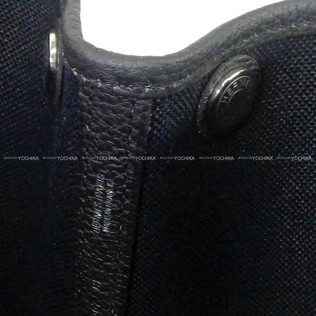 HERMES tote bag Garden Party 30 TPM Noir (Black) Toile Militaire/Veau Negonda Silver HW Stamp K[BRAND NEW][Authentic]