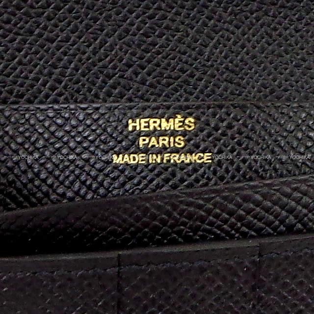 HERMES long wallet Bearn Soufflet Noir (Black) Veau Epsom Gold HW Stamp K[BRAND NEW][Authentic]