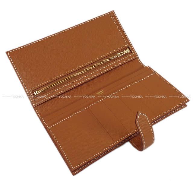 HERMES long wallet Bearn Soufflet Gold Veau Epsom Gold HW Stamp W[BRAND NEW][Authentic]