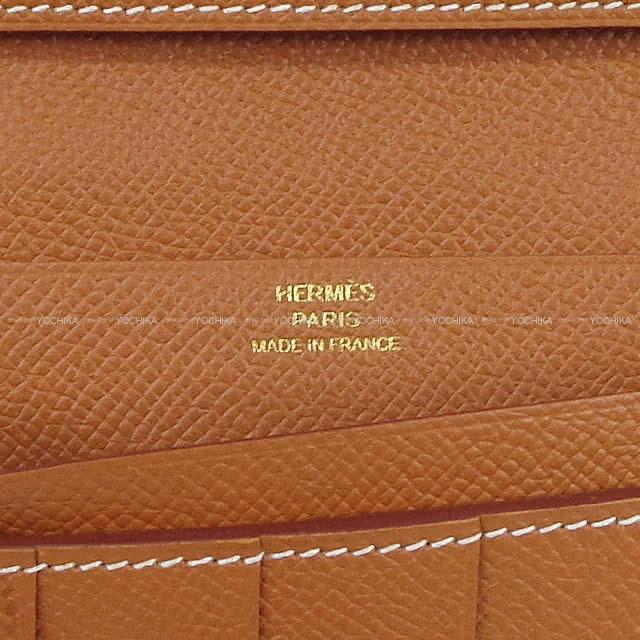 HERMES long wallet Bearn Soufflet Gold Veau Epsom Gold HW Stamp W[BRAND NEW][Authentic]