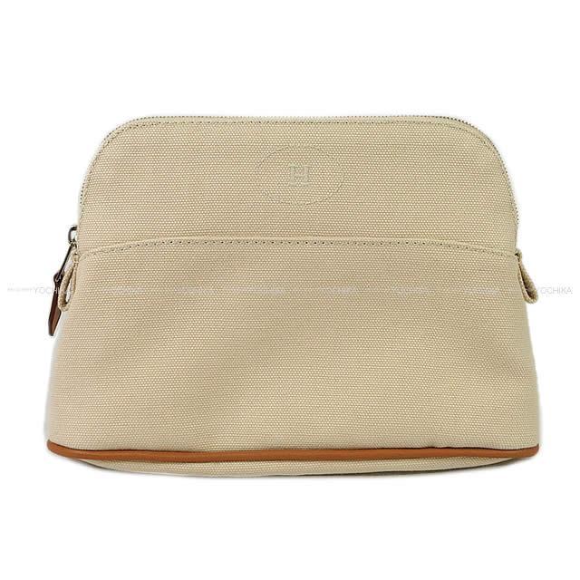 HERMES Accessory Pouch Bolide Pouch 20 mini Naturel Cotton100% Silver HW[EXCELLENT][Authentic]