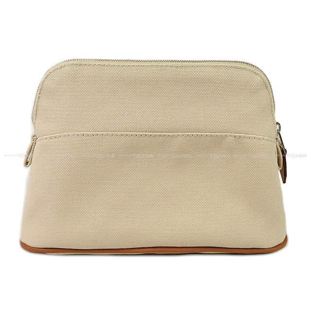 HERMES Accessory Pouch Bolide Pouch 20 mini Naturel Cotton100% Silver HW[EXCELLENT][Authentic]