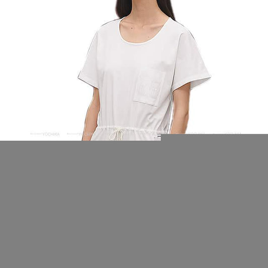 2019SS HERMES One‐piece dress Embroidered pocket Blanc (White) Lambskin #38 H920519D09038[EXCELLENT][Authentic]