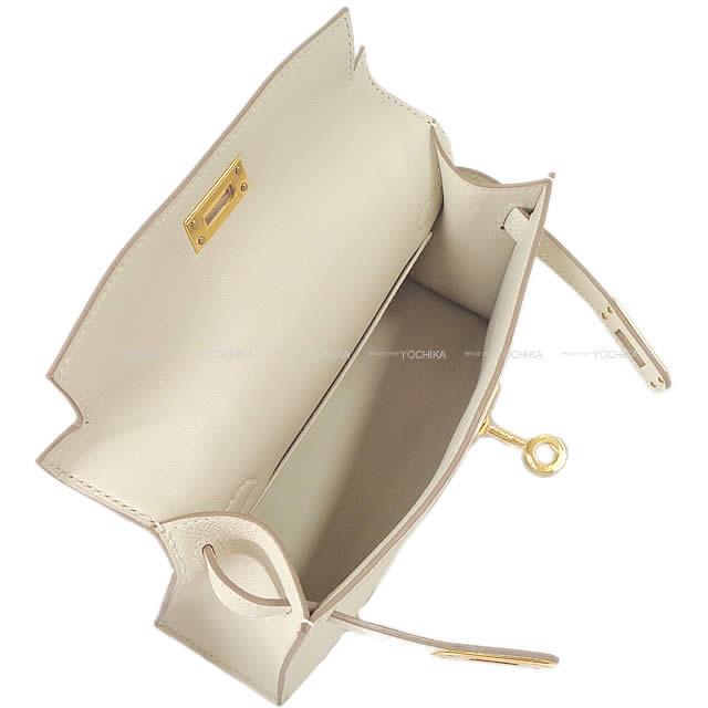 HERMES Shoulder bag Kelly mini 2 Kelly20 Craie Veau Epsom Gold HW Stamp U[EXCELLENT][Authentic]