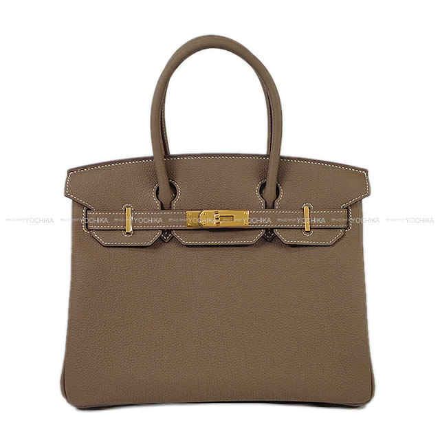 HERMES Handbag Birkin30 Etoupe Veau Togo Gold HW Stamp W[EXCELLENT][Authentic]