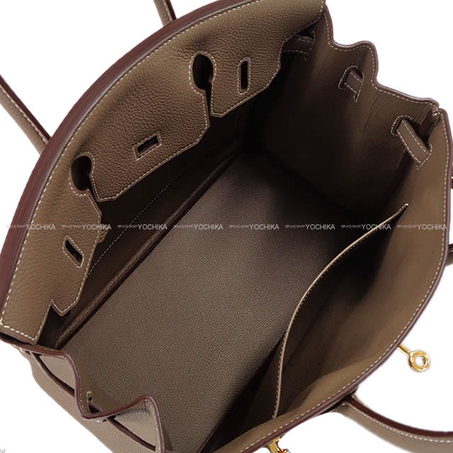 HERMES Handbag Birkin30 Etoupe Veau Togo Gold HW Stamp W[EXCELLENT][Authentic]