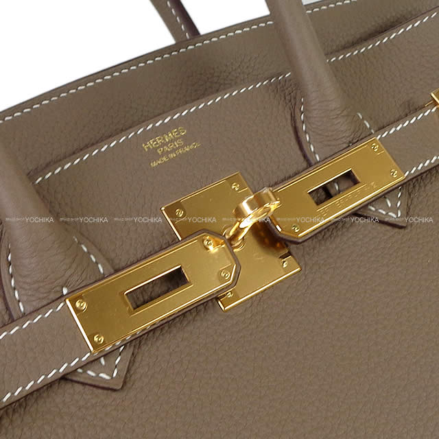 HERMES Handbag Birkin30 Etoupe Veau Togo Gold HW Stamp W[EXCELLENT][Authentic]
