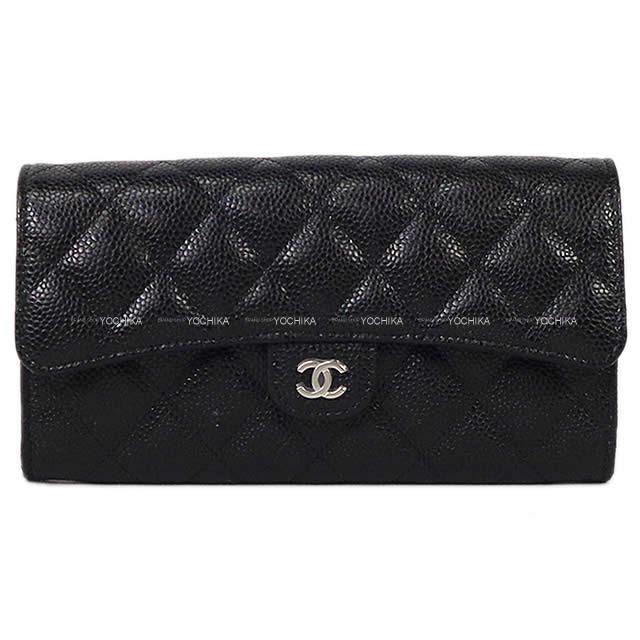 CHANEL long wallet Classic Matelasse Flap Noir (Black) Graind Calf(Caviarskin) Silver HW AP0241[BRAND NEW][Authentic]