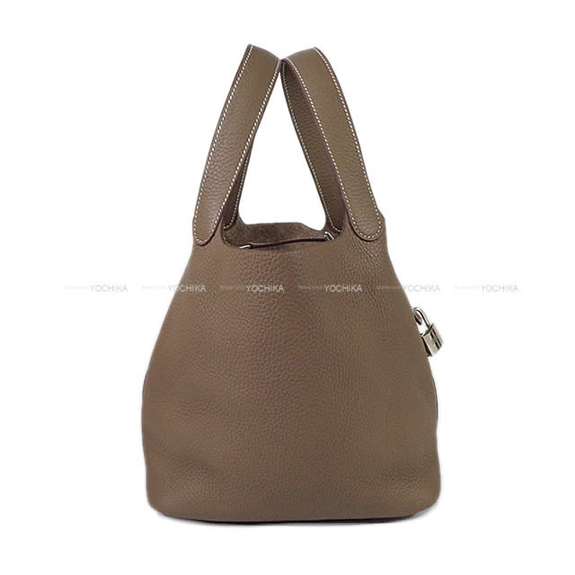 HERMES Handbag Picotin Lock 22 MM Etoupe Taurillon Clemence Silver HW Stamp B[EXCELLENT][Authentic]