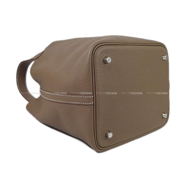 HERMES Handbag Picotin Lock 22 MM Etoupe Taurillon Clemence Silver HW Stamp B[EXCELLENT][Authentic]