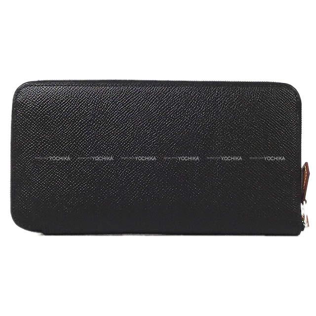 HERMES long wallet Azap Silk'in Long ANIMA POLIS Noir (Black)/Bleu Paradis/Deep Blue Veau Epsom Silver HW Stamp D[EXCELLENT][Authentic]