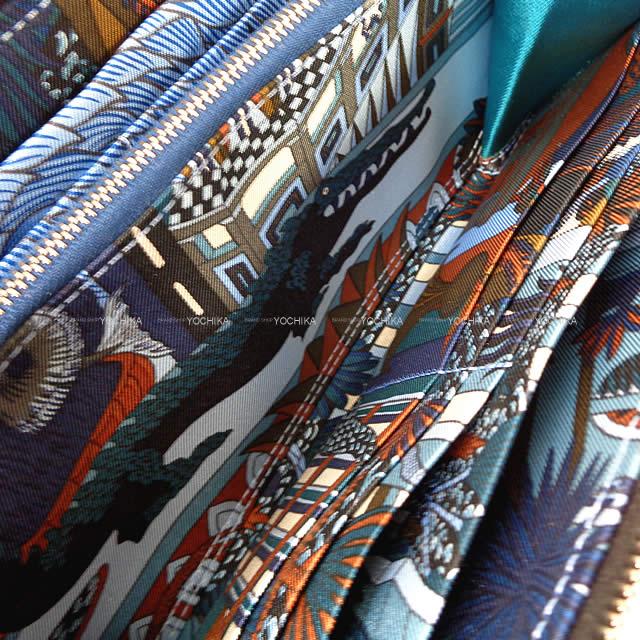 HERMES long wallet Azap Silk'in Long ANIMA POLIS Noir (Black)/Bleu Paradis/Deep Blue Veau Epsom Silver HW Stamp D[EXCELLENT][Authentic]