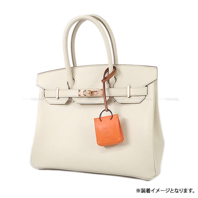 HERMES bag charm Sac Orange Mini Shopping bag Feu Orange Agneau Milo Stamp D[EXCELLENT][Authentic]