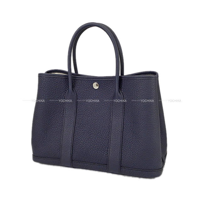 HERMES tote bag Garden Party 30 TPM All Leather Blue Indigo Veau Negonda Silver HW Stamp W[BRAND NEW][Authentic]