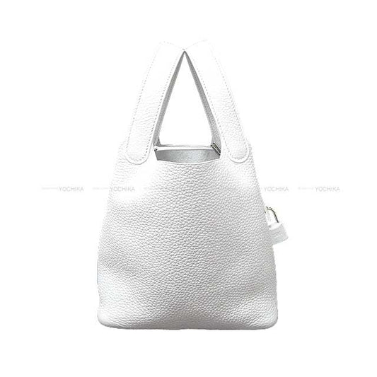 HERMES Handbag Picotin Lock 18 PM Blanc (White) Taurillon Clemence Silver HW Stamp D[EXCELLENT][Authentic]