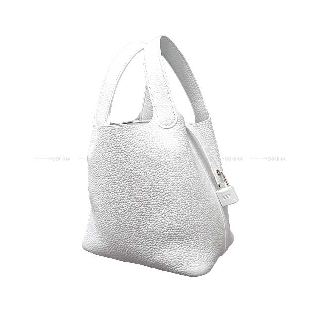 HERMES Handbag Picotin Lock 18 PM Blanc (White) Taurillon Clemence Silver HW Stamp D[EXCELLENT][Authentic]