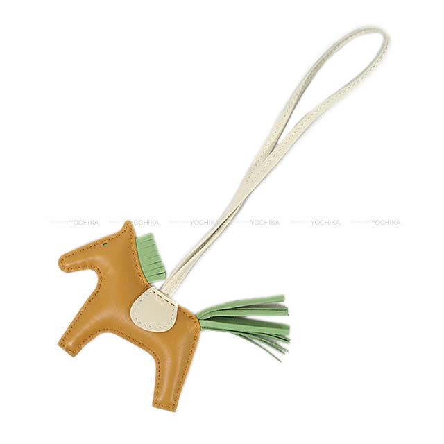 HERMES bag charm Rodeo PM Sesami/Vert criquet/Craie Agneau Milo Stamp D[EXCELLENT][Authentic]