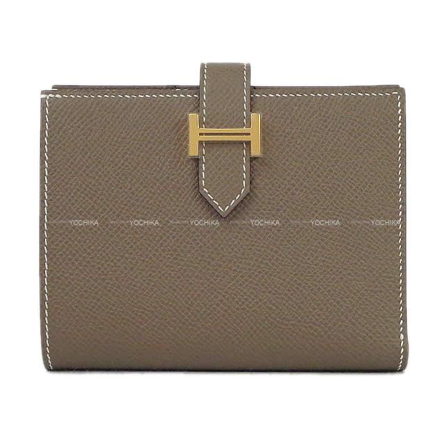 HERMES Bi-fold wallet Bearn Compact Etoupe Veau Epsom Gold HW Stamp W[BRAND NEW][Authentic]